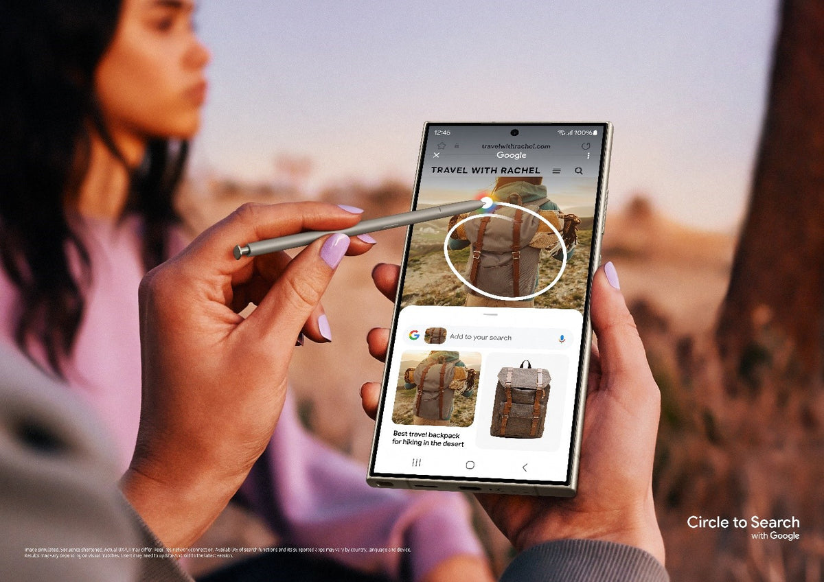 Galaxy S24 Ultra – using S Pen with Circle to Search on flat display